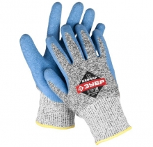 Перчатки ЗУБР "ЭКСПЕРТ" для защиты от порезов, с рельефным латексным покрытием, размер L (9)