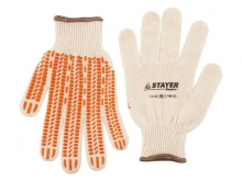 Перчатки STAYER "EXPERT" трикотажные с защитой от скольжения, 10 класс, х/б, S-M