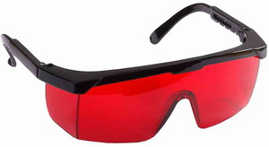 Очки STAYER защитные с регулируемыми по длине дужками, поликарбонатные красные линзы с оправой                          