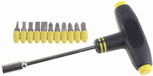 Набор STAYER Отвертка с Т-образной резиновой ручкой с битами, 12 предметов                                              