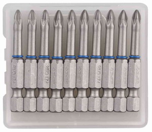 Биты ЗУБР "ЭКСПЕРТ" торсионные кованые, обточенные, хромомолибденовая сталь, тип хвостовика E 1/4", PZ1, 50мм, 10шт     