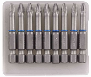 Биты ЗУБР "ЭКСПЕРТ" торсионные кованые, обточенные, хромомолибденовая сталь, тип хвостовика E 1/4", PZ2, 50мм, 10шт     
