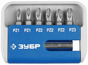 Набор ЗУБР Биты "МАСТЕР" с магнитным адаптером, хромомолибденовая сталь S2, PZ1(2шт), PZ2(3шт), PZ3(1шт), 7 пред в Кирове