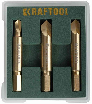 Набор экстракторов KRAFTOOL для выкручивания крепежа с износом граней шлица до 95%.PH1/PZ1,PH2/PZ2,PH3/PZ3,3 предмета                                                                                   