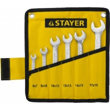 Набор ключей рожковых Stayer Professional 6-19мм Cr-V DIN3110 6шт