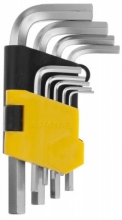 Набор ключей шестигранных Stayer HEX короткие 1.5, 2, 2.5, 3, 4, 5, 6, 8, 10мм, 9пр. Cr-V сталь, сатинированное покрытие