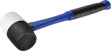 Киянка резиновая Зубр 680г, 75мм, черно-белая (твердый/мягкий боек), с фибергласовой ручкой