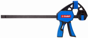 Струбцина ЗУБР"ЭКСПЕРТ"ручная пистолетная, корпус нейлон,армир фиберглассом,двухкомп ручки,метал рейка,300/335мм,150кгс                                                                                 